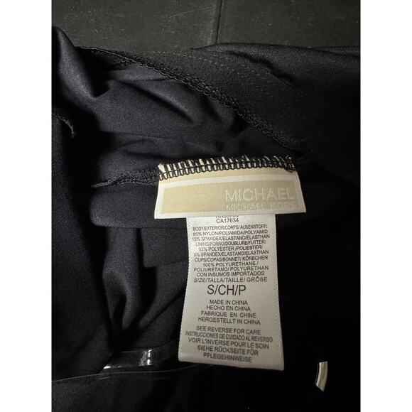 NWT Michael Kors Black O Ring Modest Banded Bottom Halter Swim Top Small - Picture 6 of 6